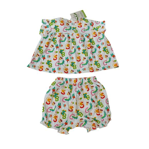 NWT The Oaks Apparel 12M ABC Print Ava Bloomer Set - Picture 2 of 5